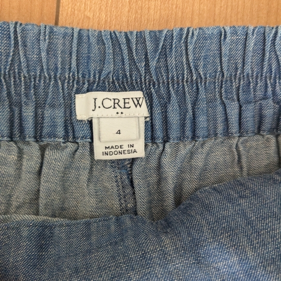 J. Crew Chambray Tie Front Wide Leg Loose Fit Pants Gray Blue Size US 4 - Picture 4 of 7